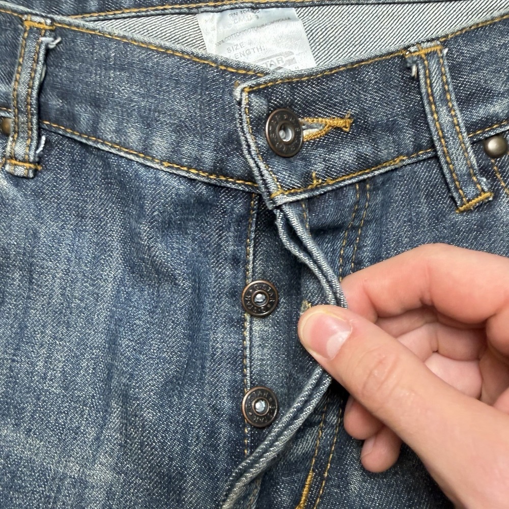 G-Star RAW Jeans Men 38x34 Blue Army Elwood Embroidered Medium Wash Denim Y2K - Picture 6 of 13